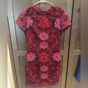 GB red blue lace dress